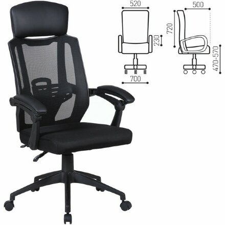 Кресло офисное BRABIX &quot;Nexus ER-401&quot;, с подголовником, черное, 531835 Черный