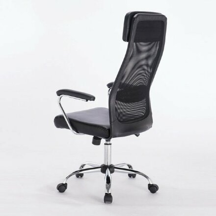 Кресло офисное BRABIX &quot;Flight EX-540&quot;, хром, экокожа, сетка, черное, 531850 Черный