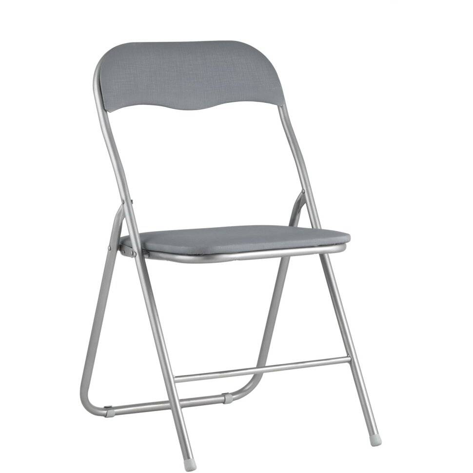 Стул складной Stool Group Джек серый, механизм складывания, экокожа, хром 