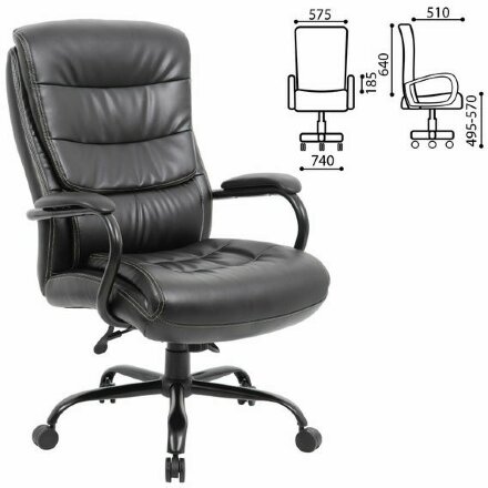 Кресло офисное BRABIX PREMIUM &quot;Heavy Duty HD-004&quot;, НАГРУЗКА до 200 кг, экокожа, черное, 531942 Черный